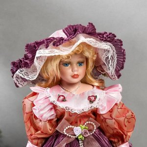 Кукла коллекционная керамика "Леди Оливия в платье цвета пыльная роза" 40 см
