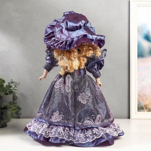 Кукла коллекционная керамика "Леди Анабель в фиолетовом платье с кружевом" 40 см