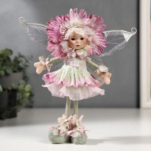 Кукла коллекционная керамика "Малышка-цветочек, сиренево-зелёный наряд" 30 см