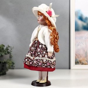 Кукла коллекционная керамика "Наташа в платье в цветочек и белом пиджаке" 40 см