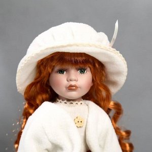 Кукла коллекционная керамика "Наташа в платье в цветочек и белом пиджаке" 40 см