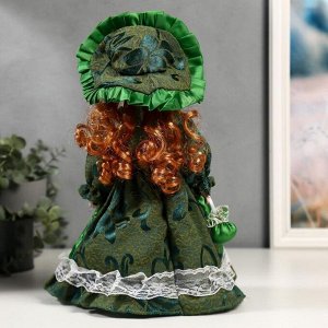 Кукла коллекционная керамика "Леди Аделина в изумрудном платье с кружевом" 30 см