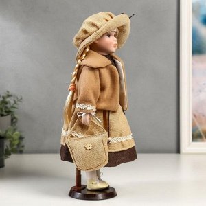 Кукла коллекционная керамика "Полина в бежевом платье и курточке" 40 см