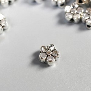 Бусины металл для творчества "Маленький цветочек" серебро набор 20 гр, 0,5х0,2 см