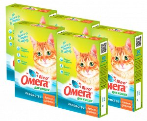 Омега-Нео + для кошек Крепкое Здоровье (морские водоросли, зеленые мидии, омега3) 90 таб*5