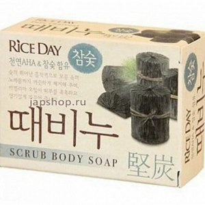 CJ LION "Rice Day" Мыло-скраб для тела 100гр "Древесный уголь"