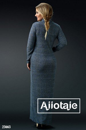 Ajiotaje Синее платье макси с воротником водолазка