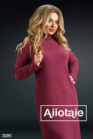 Ajiotaje Бордовое платье макси с длинным рукавом