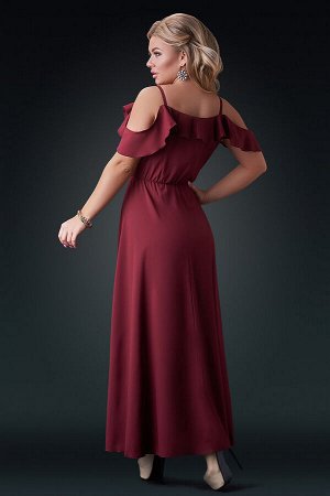 Бордовое платье макси с декольте на запах