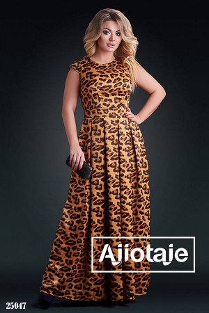 Сатиновое платье макси в леопардовый принт