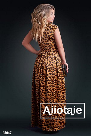 Ajiotaje Сатиновое платье макси в леопардовый принт