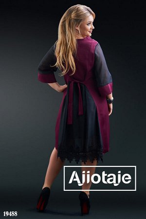 Ajiotaje Платье мини цвета марсала с кружевом