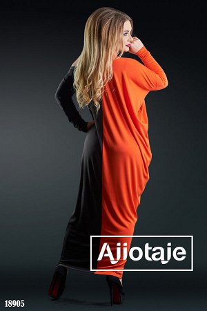 Ajiotaje Двухцветное платье в пол с длинными рукавами