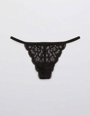 Aerie New Blooms Lace High Cut String Thong Underwear