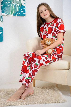 Пижама с брюками для девочки Клубника