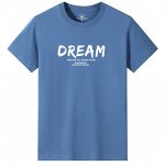 Мужская футболка, надпись &quot;Dream&quot;, цвет синий