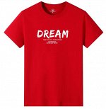 Мужская футболка, надпись &quot;Dream&quot;, цвет красный