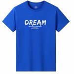 Мужская футболка, надпись &quot;Dream&quot;, цвет ярко-синий