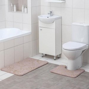 Набор ковриков для ванны и туалета Доляна «Мрамор», 2 шт: 40?50, 50?80 см, цвет бежевый