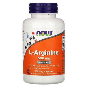 Now Foods, L-аргинин, 500 мг, 100 вегетарианских капсул