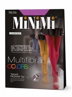 Колготки Плотные колготки тм MiNiMi MULTIFIBRA COLORS 70 den 3D из мягкой микрофибры (нейлон 6.6) в фантазийных цветах, однородные по всей длине, трехмерной эластичности 3D, с комфортным поясом, с гиг