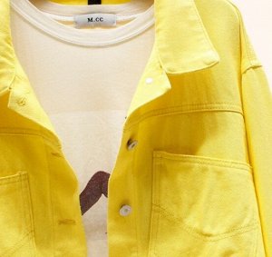 Джинсовая куртка,желтый