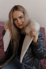 Пуховик с отделкой из овчины и меха песца