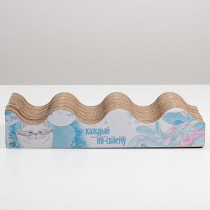 Когтеточка из картона с кошачьей мятой «Кот с рыбами», 45 x 18 см