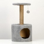 Домик с когтеточкой круглый, 34 х 34 х 64 см, тёмно-серый