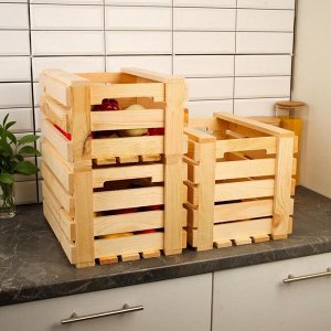 Ящик для овощей и фруктов, 40 ? 30 ? 30 см, деревянный