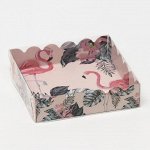 Коробочка для печенья с PVC крышкой, &quot;Тропики&quot;, 12 х 12 х 3 см 5540490