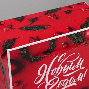 Пакет—коробка «Счастья в новом году!», 23 х18 х11 см
