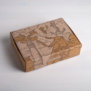 Коробка складная крафтовая «Карта», 21 ? 15 ? 5 см