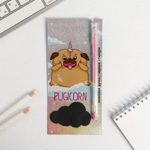 Блок с липким краем Pugicorn , + ручка, чёрные листы