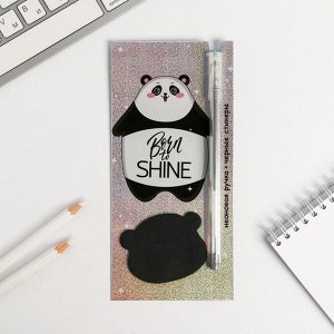 Блок с липким краем Shine , + ручка, чёрные листы