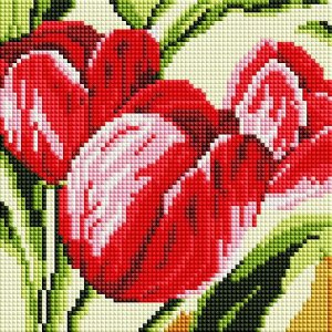 Набор для творчества Белоснежка алмазная мозайка Тюльпаны 20 на 20 см