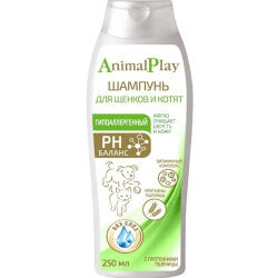 Animal Play Шампунь д/котят/щенков Гипоаллергенный Протеины пшеницы витамины 250мл (1/12)