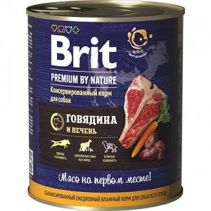 Brit Premium by Nature конс 850гр д/соб Говядина/Печень 40216 (1/6)