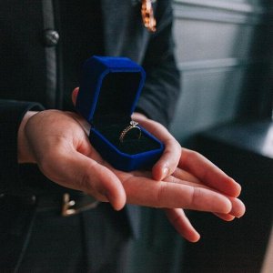 Футляр бархатный под кольцо/серьги «Геометрия», 5x5,5x4, цвет синий