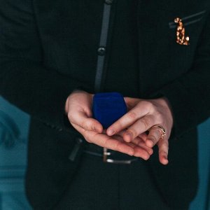 Футляр бархатный под кольцо/серьги «Геометрия», 5x5,5x4, цвет синий