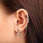 Серьга &quot;Каффа&quot; цепь с крестом, цвет серебро