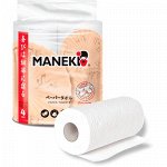 Полотенца бумажные рулонные&quot;Maneki&quot; KABI, 2 слоя, 60 л., белые, 4 рулона/упаковка