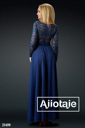 Ajiotaje Темно-синее платье в пол с юбочкой солнце