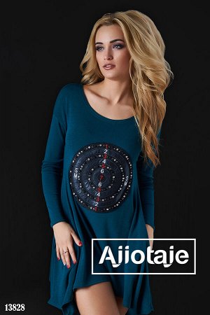 Ajiotaje Платье-туника с асимметрией цвета морской волны