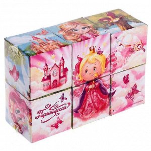 Кубики «Принцессы» картон, 6 штук, по методике Монтессори