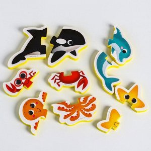 Макси - пазлы для ванны (головоломка), «Морские животные», 5 пазлов, 10 деталей