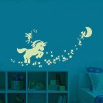 Наклейка многоразовая интерьерная &quot;Светящиеся единорог и фея&quot;
