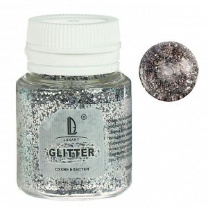 Декоративные блёстки LU*ART Lu*Glitter (сухие), размер 0,4 мм, 20 мл, серебро крупное