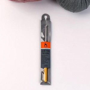 Крючок для вязания, с пластиковой ручкой, d = 3,5 мм, 14 см, цвет жёлтый