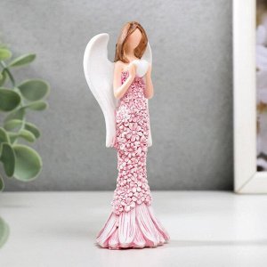 Сувенир полистоун "Ангел в цветочном платье с сердцем" МИКС 10х3,8х3,2 см